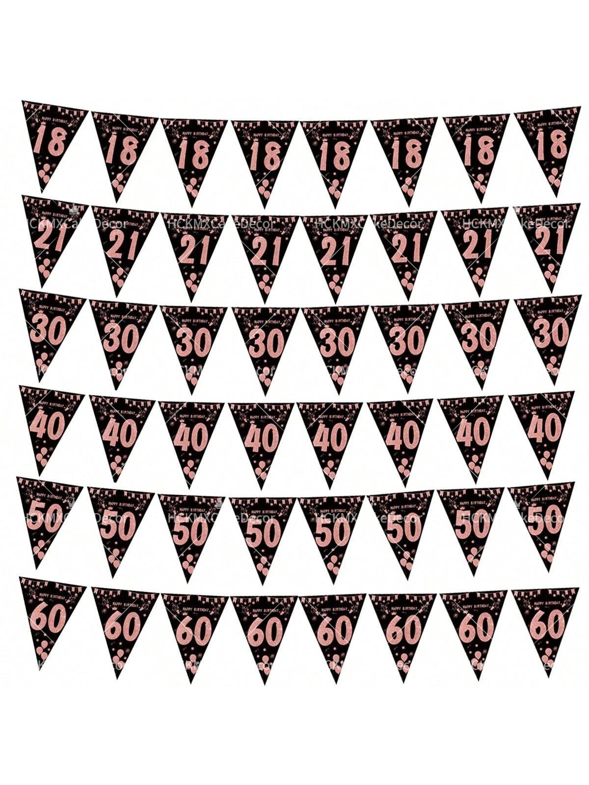 1 Set Happy Birthday Wimpelkette 30./40./50./60./70./80. Geburtstag Partydekoration Dreieckige Flaggen-Girlande für Meilenstein-Geburtstagsfeier – Detail 2