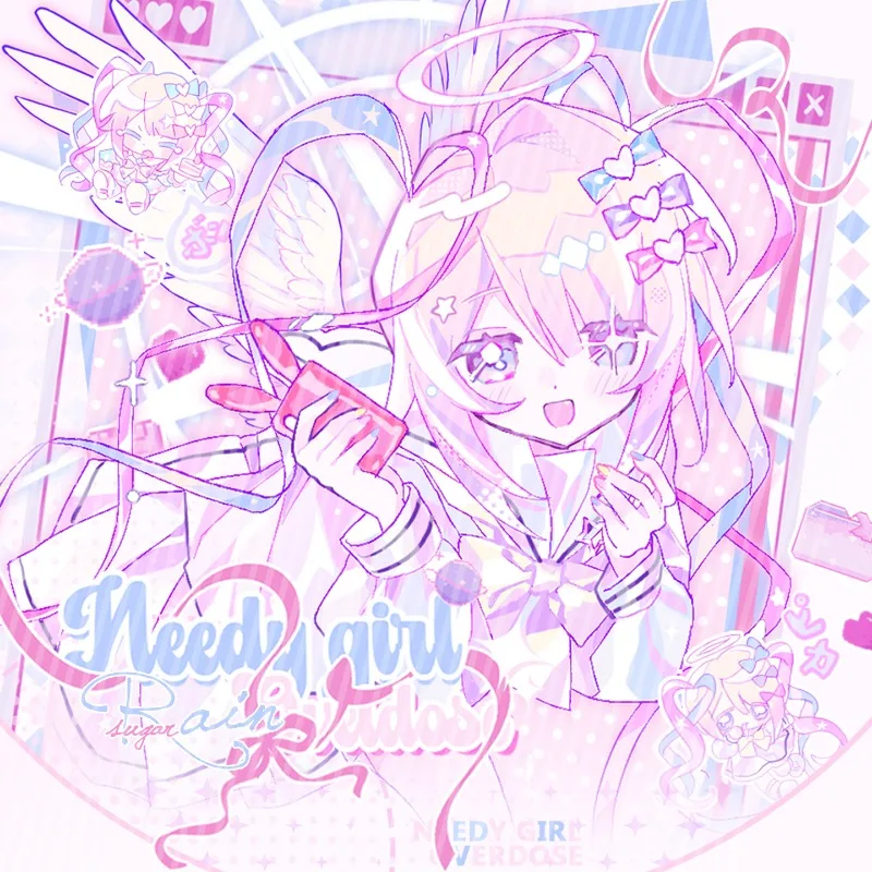 NEEDY GIRL OVERDOSE Merchandise Badge Standee Sticker  GiftsNeedy Streamer Overload Needy Girl OMGkawaii Angel KAngel Rain
