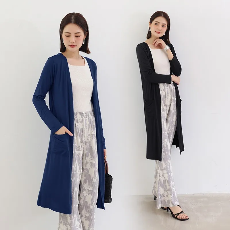 Abbigliamento Modal per la protezione solare da donna, cardigan estivo sottile a maniche lunghe, giacca a vento di media lunghezza, scialle, camicia per aria condizionata