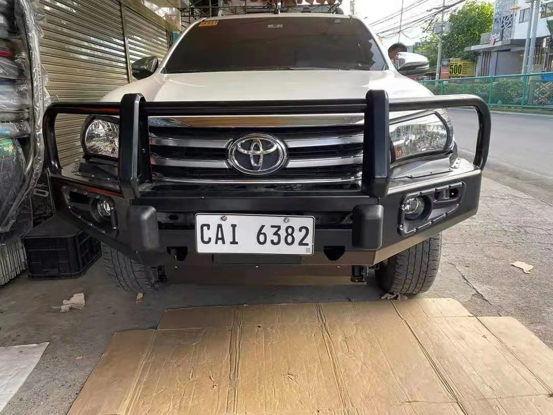 Picture 4: Spot Goods 4x4 Accessories Front Bumper with LED Light and Winch Mounting Tray Plate and  D-ring Fit for Hilux