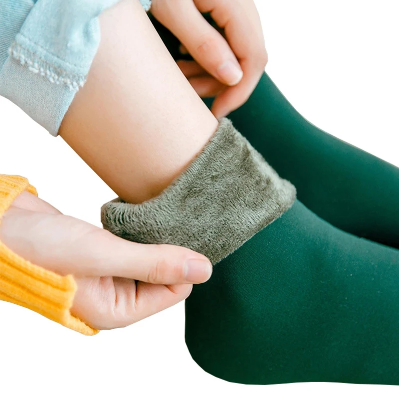 

Socks women's Winter Warm Thickened Velvet Solid Color Soft Casual Wool Cashmere Against Cold Snow Socks
