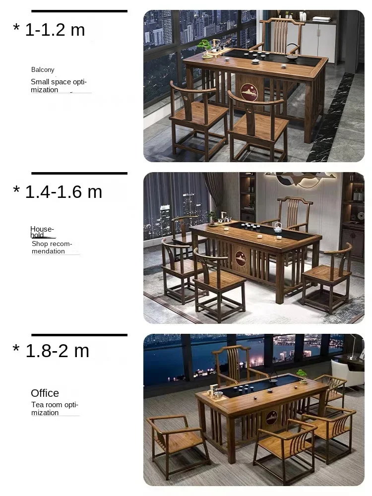 HXL Balcony Table-Chair Set Office Kung Fu Tea Table Set Integrated Solid Wood Tea Table