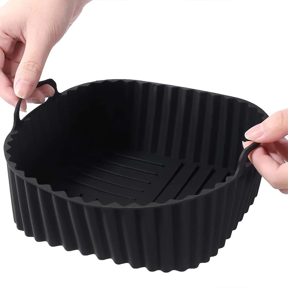 

For Air Fryer Oven Microwave Baking Airfryer Accessories Air Fryer Silicone Liners Square Reusable Non Stick Basket Mat