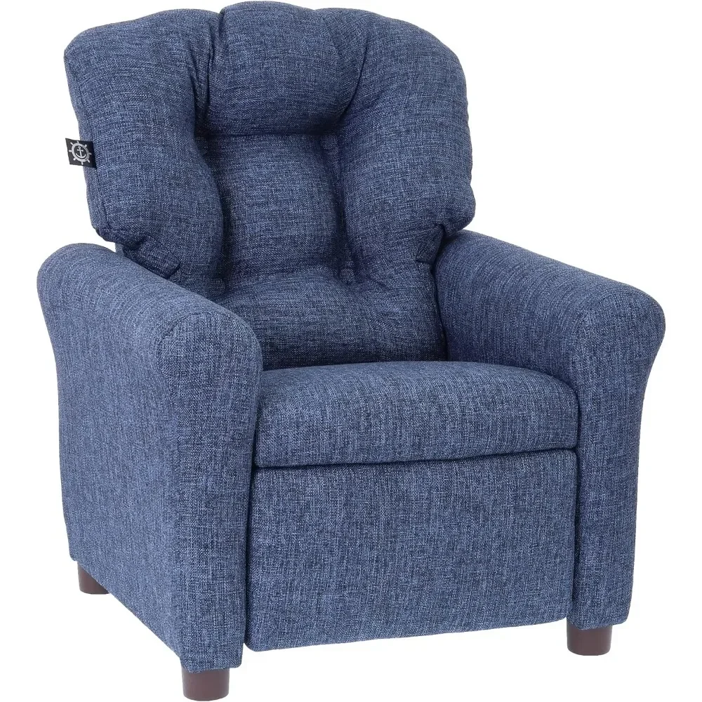 Traditional Kids Recliner, Toddler Ages 1-5 Years, Home Décor Polyester Linen, Sapphire