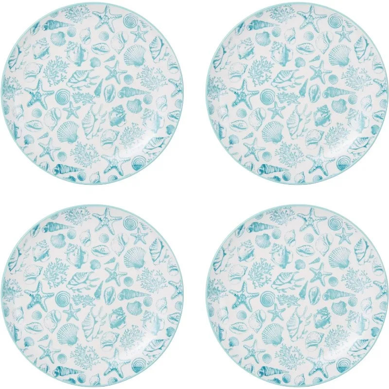 Imagem -04 - Grés Dinnerware Grupo Serviço para Máquinas de Lavar Louça e Microondas Aqua e Branco 16 Pcs