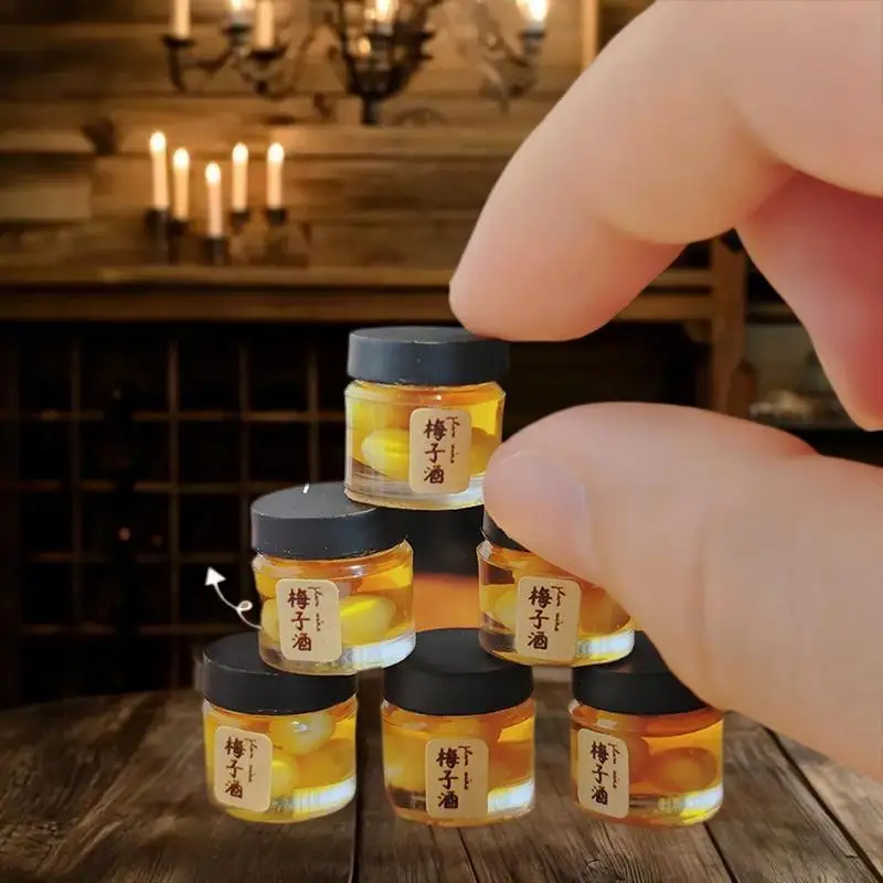 1/12 Dollhouse Miniature DIY ชุดครัว: ขวดไวน์ผลไม้และแกล้งทําเป็นเล่นของเล่นอาหาร