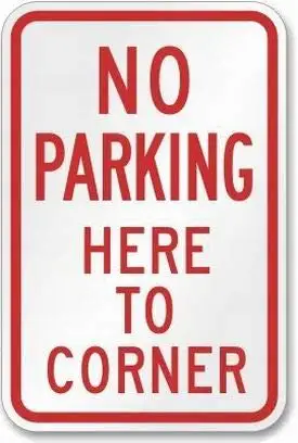 Fsdva Wanddekoration, Warnschild, Dekor, Blechschilder, „No Parking Here to Corner“, Sicherheitsschild, Neuheitsschilder