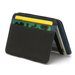 Billeteras mágicas de cuero PU ultrafinas, Mini monederos portátiles, portatarjetas de crédito, bolso de embrague, estuche Unisex