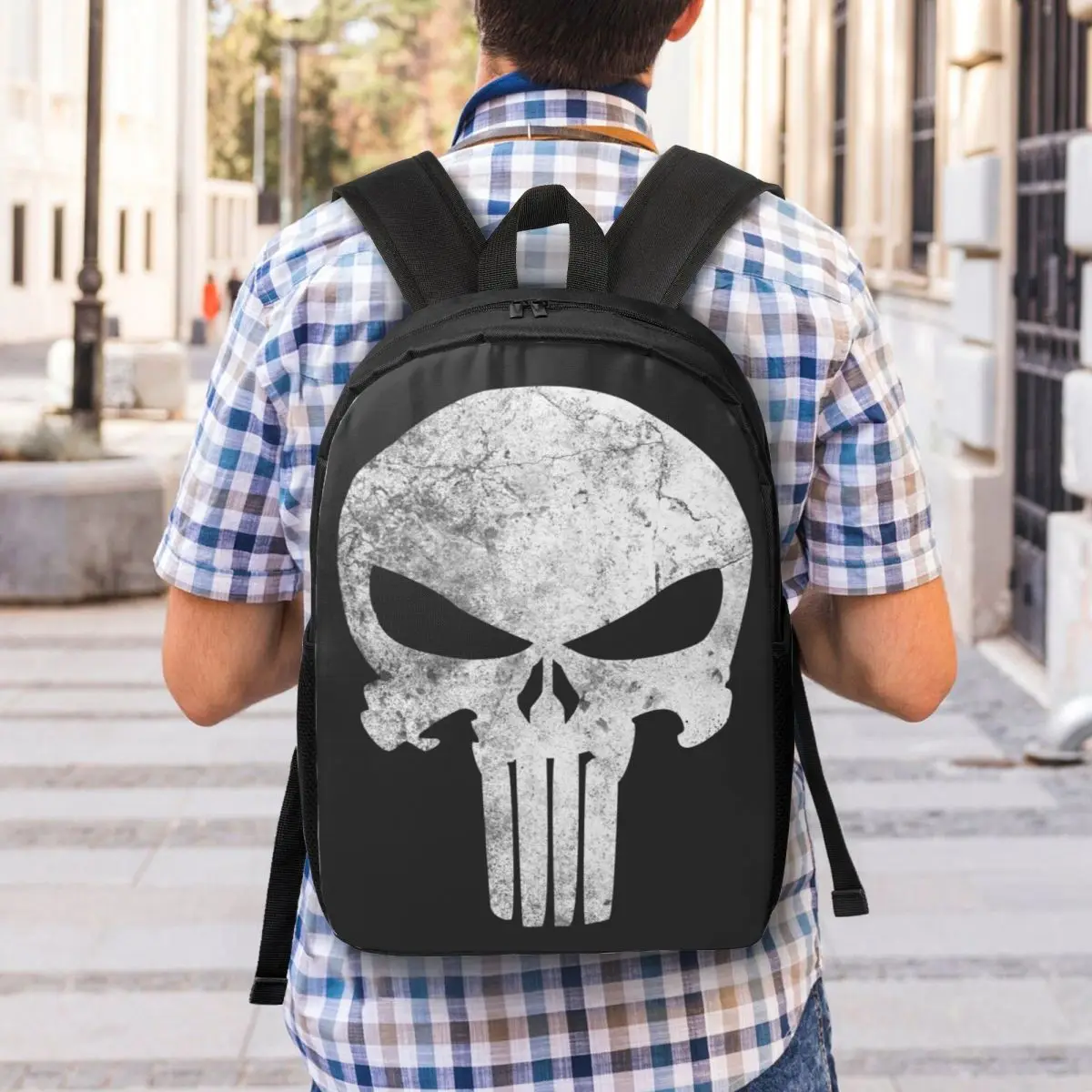 Custom 3D Print Punisher Skull Grunge Backpacks for Girls Boys School College Travel Bags Men Women Bookbag Fits 15 Inch Laptop