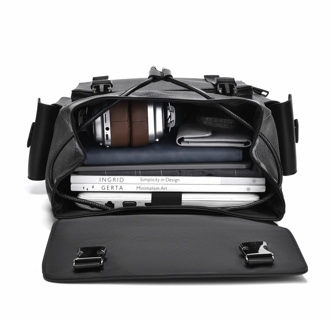 New 2026 Classic Business Work Black Printed Leather Backpack for Men 15.6 Inch Laptop Backpack Waterproof Bag School Bags