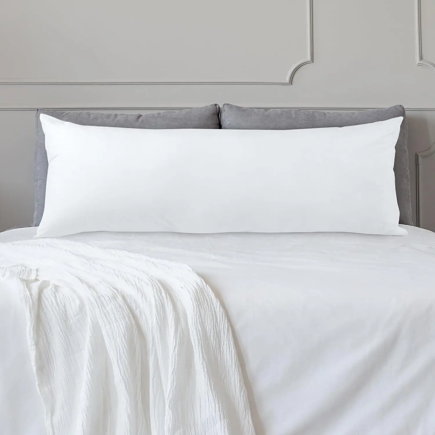 

Мягкая подушка для всего тела для взрослых и тех, кто спит на боку, с чехлом из поликоттона и наполнителем из силиконизированного волокна, 20x60 дюймов