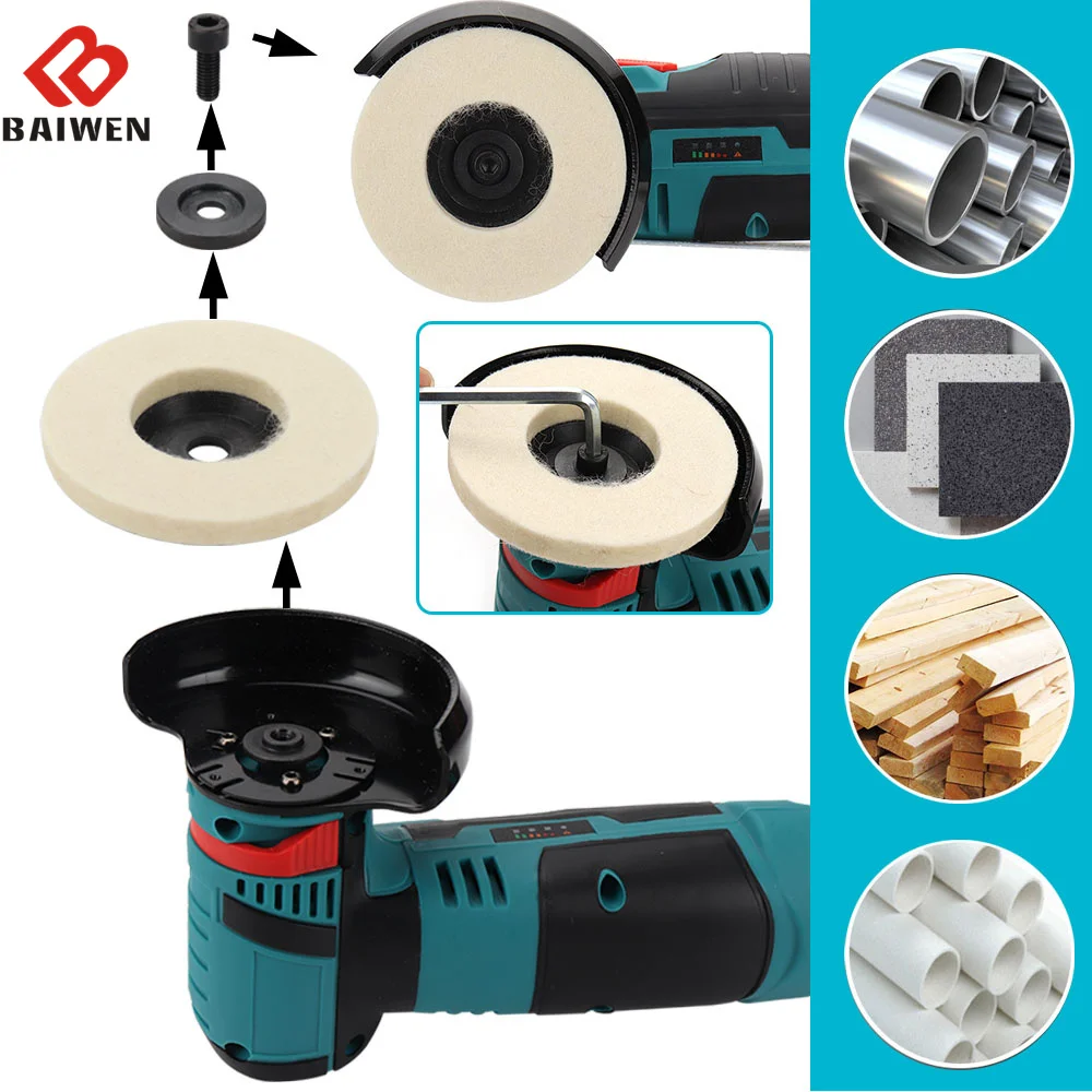 3 polegadas/75mm roda de moedura hss viu a lâmina de corte disco feltro de lãs polimento disco da aleta da almofada com furo de 10mm para o moedor de ângulo