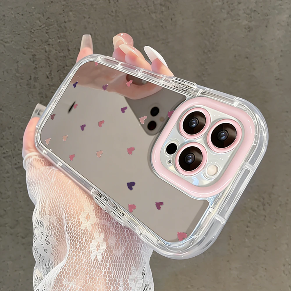 Einfache Stern-Polka-Dots Air-Cushion-Spiegel-Handyhülle für iPhone 17 15 14 16 Pro Max 13 12 11 Pro XR XS 7 8 Plus 17Air Girl Cover – Detail 4