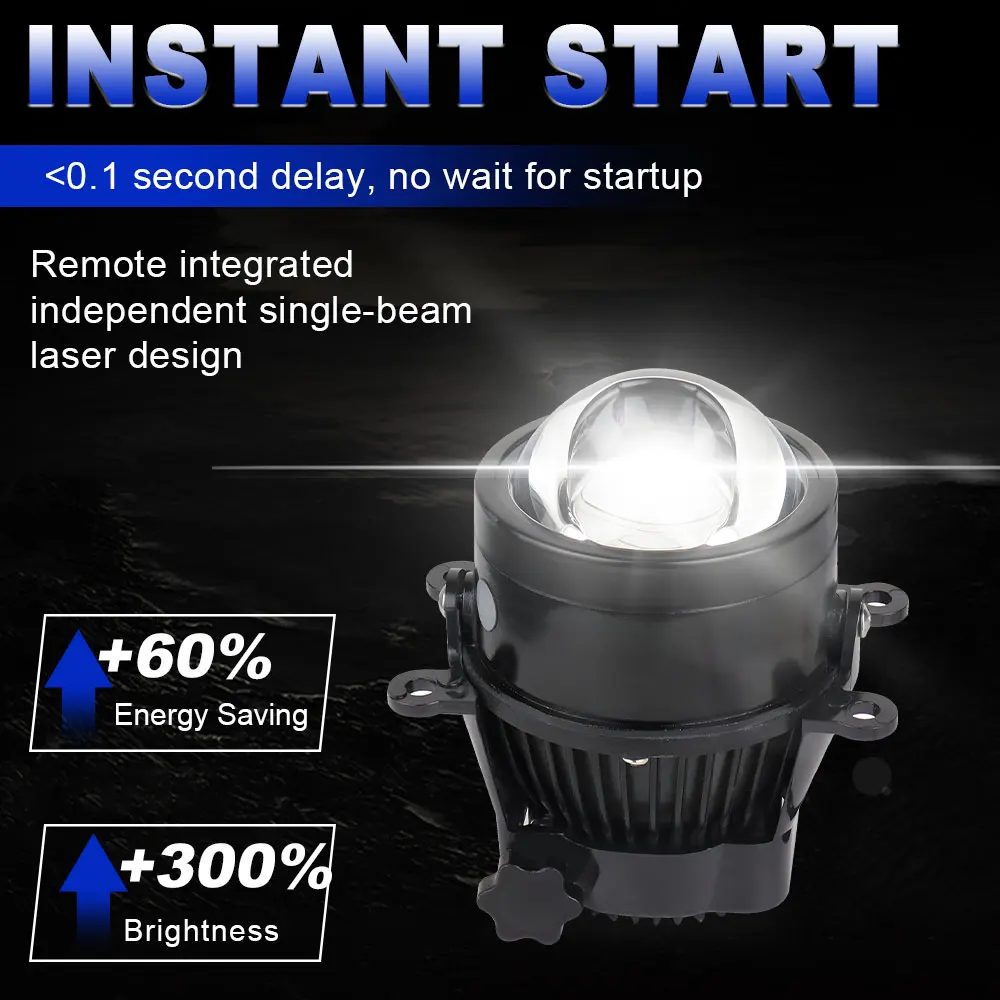2PCS 3 Inch Car Headlight Bi-led Fog Lights Led Projector Laser Lens Fog Lamp Bi Lens Led Headlight Bulb Universal 12V 24V 120W