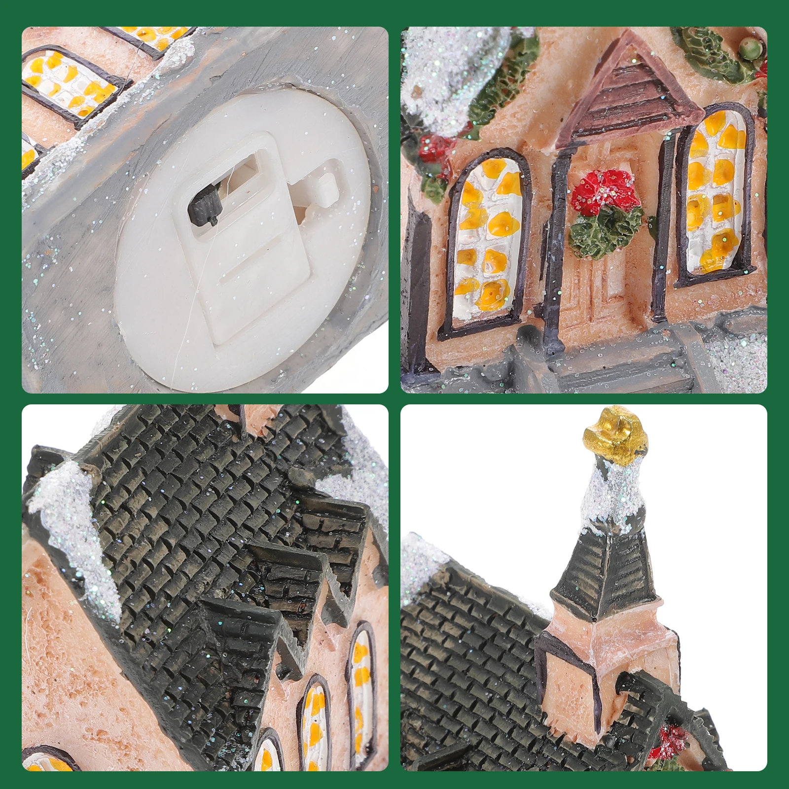 

1Pcs Christmas Luminous House LED Light Resin Villa Desktop Ornament Xmas Party Decoration Warm Cozy Holiday Gift