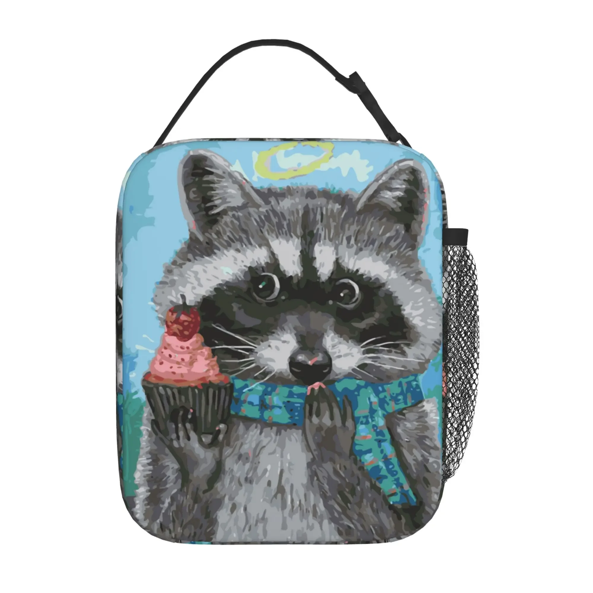 

Cute Raccoon Eat Cupcake Lunch Bag Girls Boys Insulated Lunch Box for Shcool Picnic Food Bag One Size