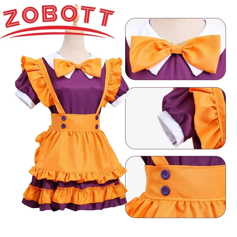 Color Cosplayer Halloween vestidos de Lolita naranja Anime japonés mucama Cosplay disfraz camarera fiesta escenario sirviente disfraces