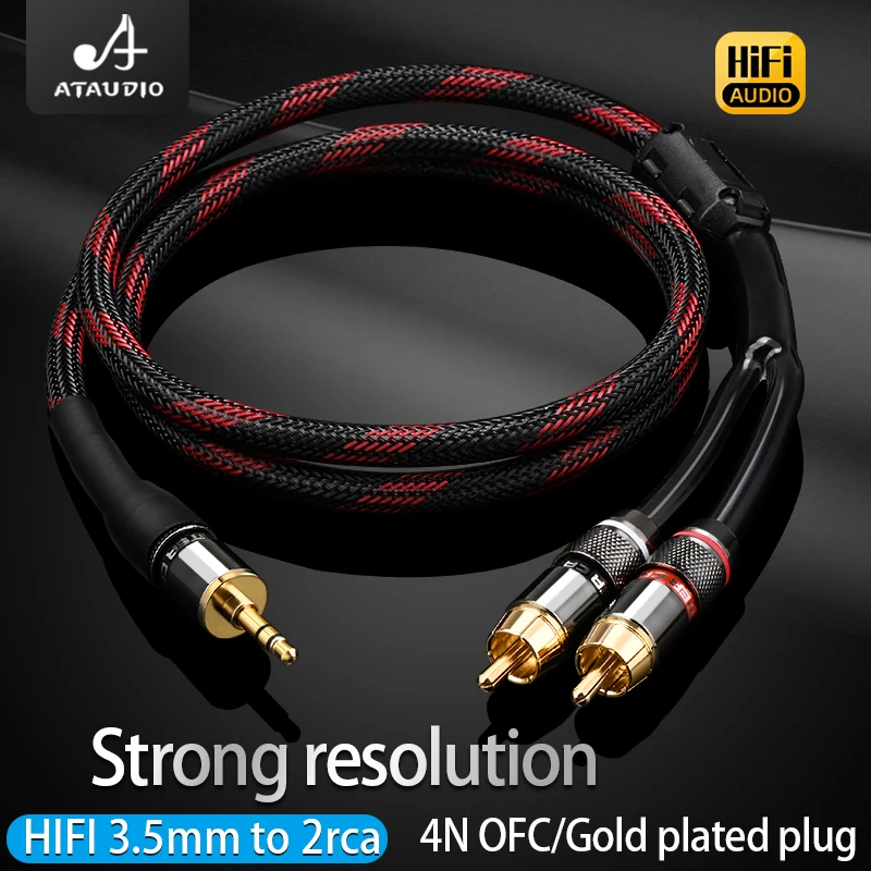 HIFI 3.5mm to 2 RCA Audio cable 3.5MM male to 2 Rca Male 0.5m,1m,1.5m,2m,3m,5m Stereo Cable for iPhone MP3 DVD Amplifier