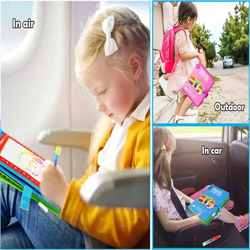 ألعاب تعليمية مونتيسوري ، كتاب رسم مائي ، قلم سحري ، خربش ، تلوين ، لوح رسم ، حروف إنجليزية ، أرقام ، وقت معرفي