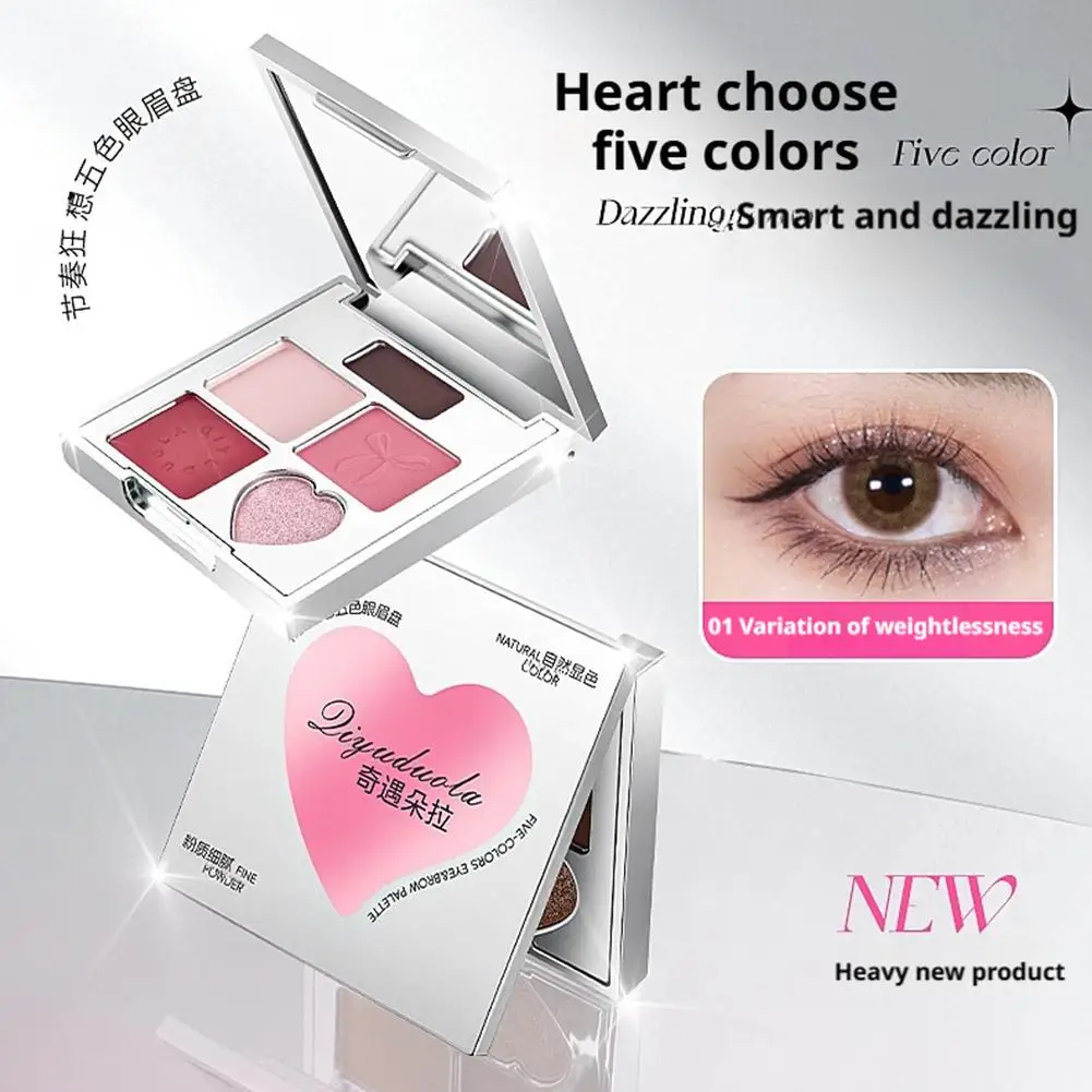 Palette di ombretti coreani a 5 colori Palette di ombretti multicolori opachi e luccicanti Palette di ombretti glitter rosa Trucco