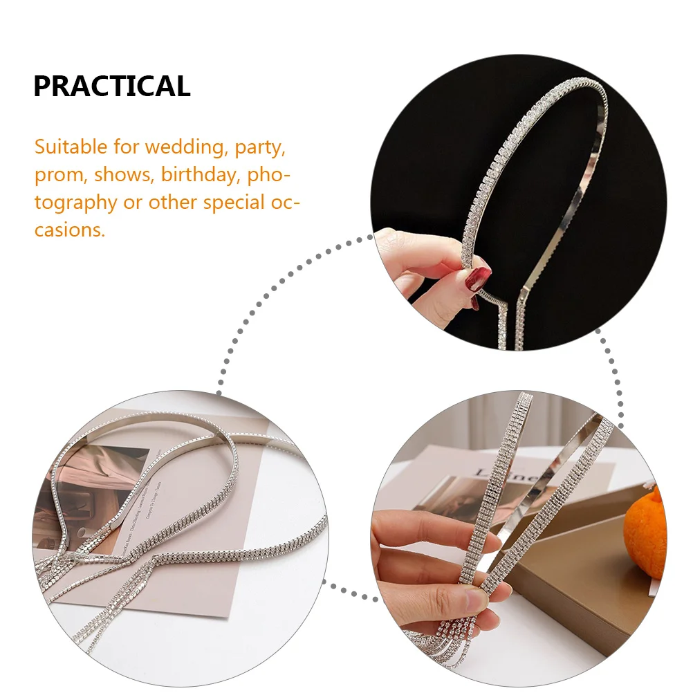 

2pcs Rhinestone Tassel Headb Bridal Hair Women Decor Elegant Alloy Rhinestone Headpiece Wedding Party Hair Accessories