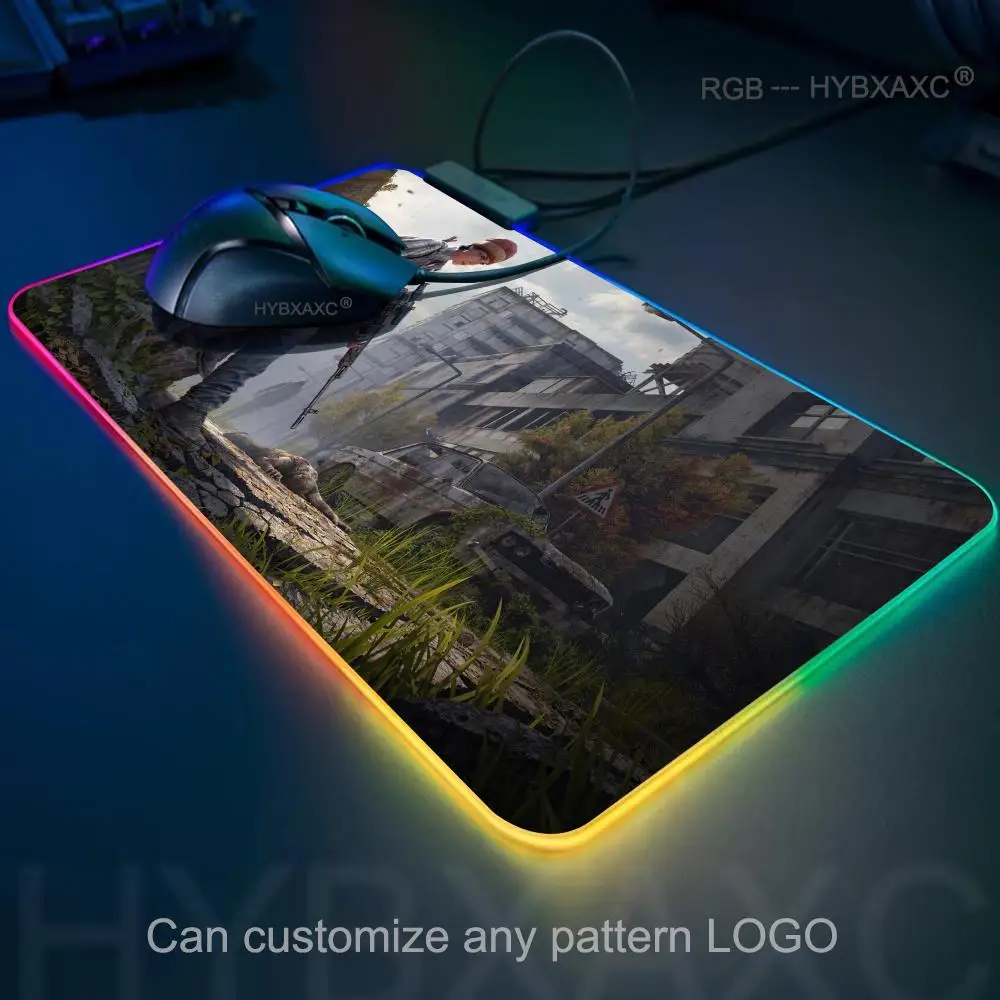 DAYZ Cute Natural Rubber Gaming RGB Mousepad Desk Mat Size For Game Keyboard Pad For Gamer Luminous Table Mat Backlit