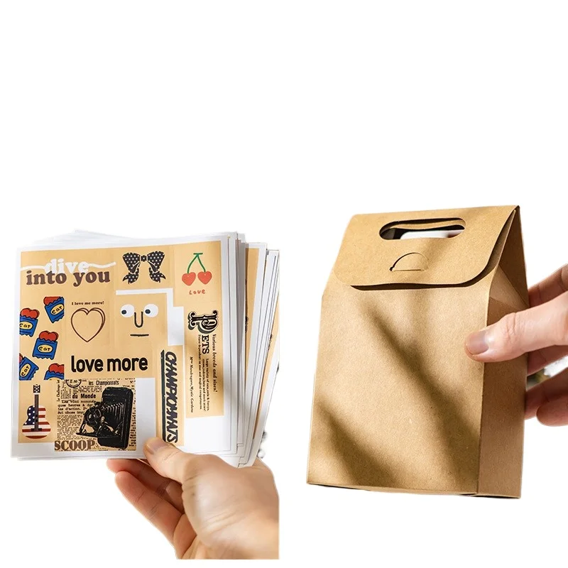 Thickened Kraft Paper Gift Boxes Portable Minimalist DIY Sticker Wrapping Boxes for Candy & Small  Presents  Packaging