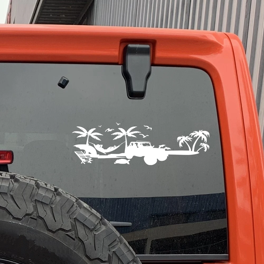 

Наклейки на автомобиль: виниловая наклейка с пейзажем пляжа для Wrangler JL JLU Gladiator JT, декоративные аксессуары для приборной панели, лобового стекла, багажника