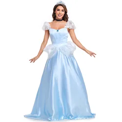 Disfraz de princesa Cenicienta para mujer, Disfraces de Halloween, cuentos de hadas, diosa Sexy, Vestido largo de Cosplay, vestido de fantasía para fiesta de gallina