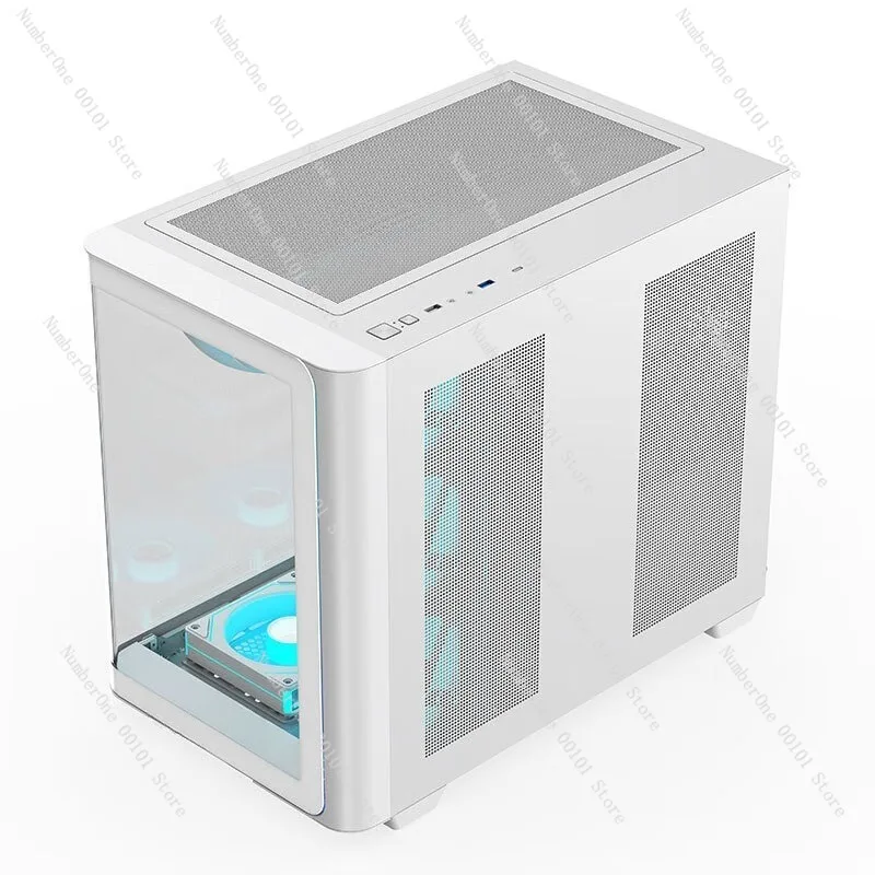 Panoramic Curved Glass Desktop PC Case ATX Mid Tower Gaming Computer Chassis Full View Side Window Support 360mm Liquid Cooler