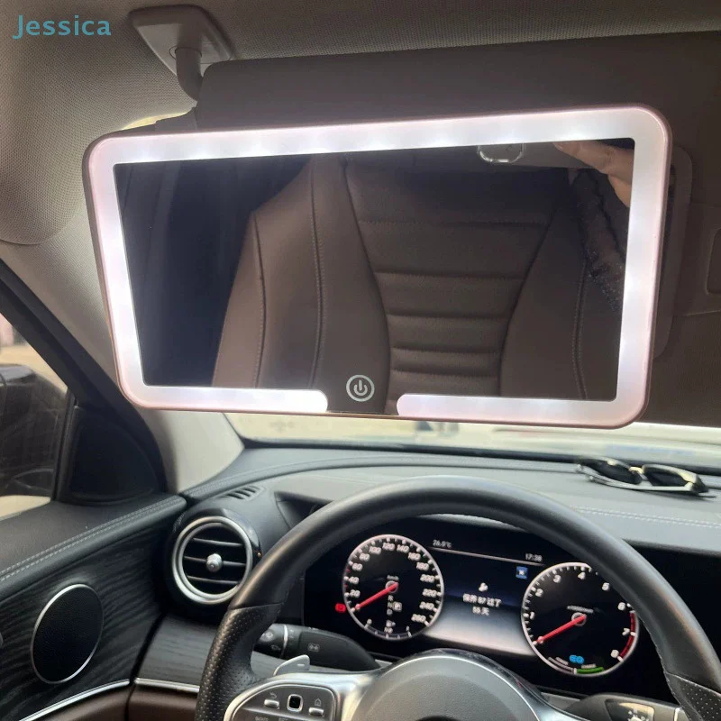 ♥ Auto-Innenspiegel, LED-Make-up-Spiegel, HD, wiederaufladbar, Fülllicht, 3-Gang-Einstellung, Sonnenblende, Platte, Innenrückspiegel