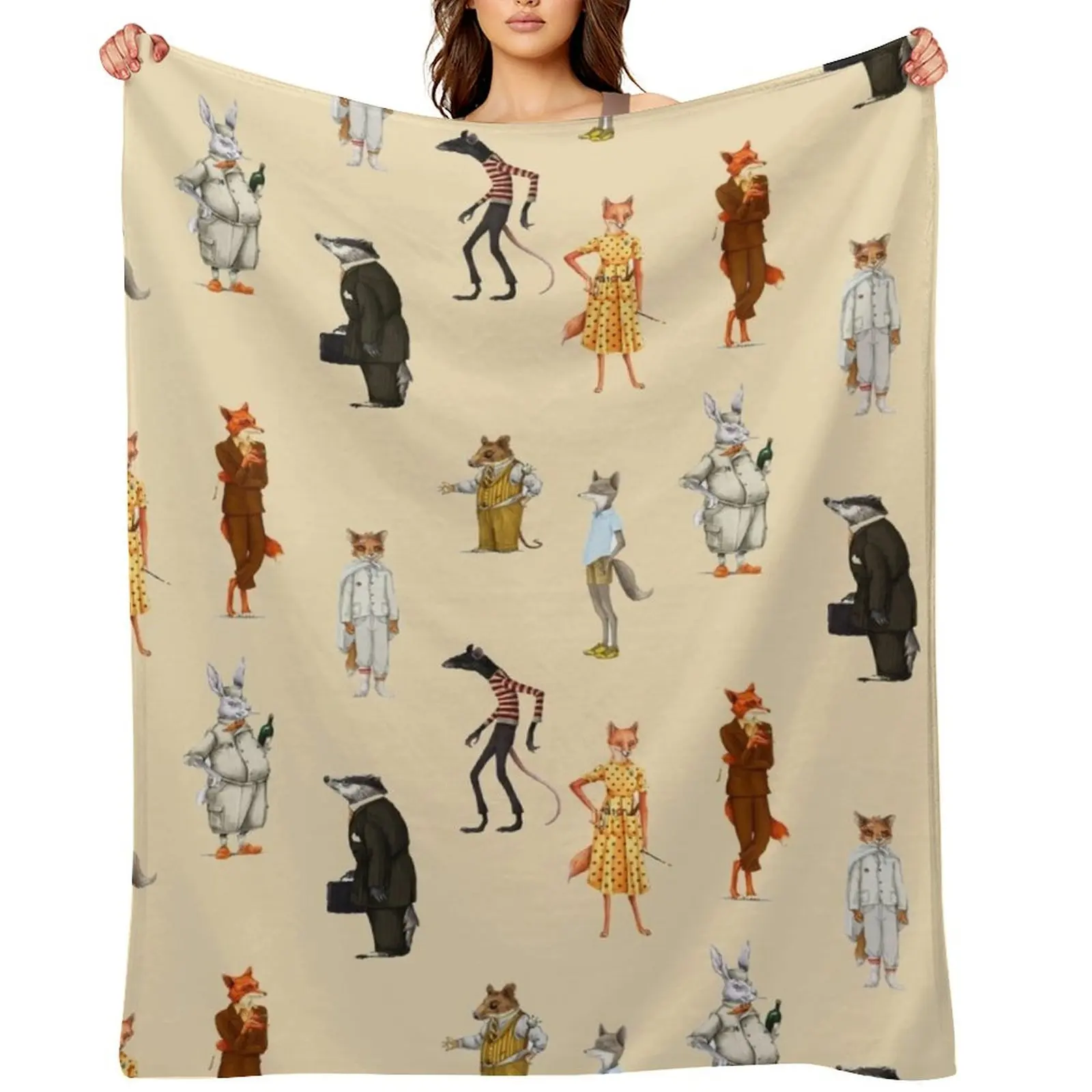 

Fantastic Mr. fox and Mrs. Fox Family Sticker pack Throw Blanket Decorative Sofa Soft Tourist Extra Large Throw Blankets