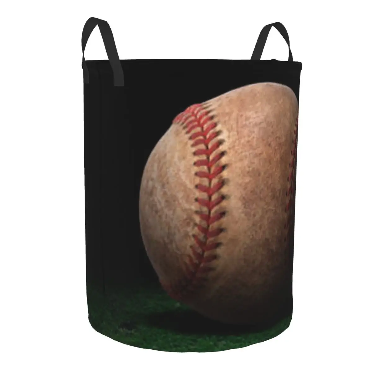 Waterproof Storage Bag Baseball Ball On Grass Household Dirty Laundry Basket Folding Bucket Clothes Organizer