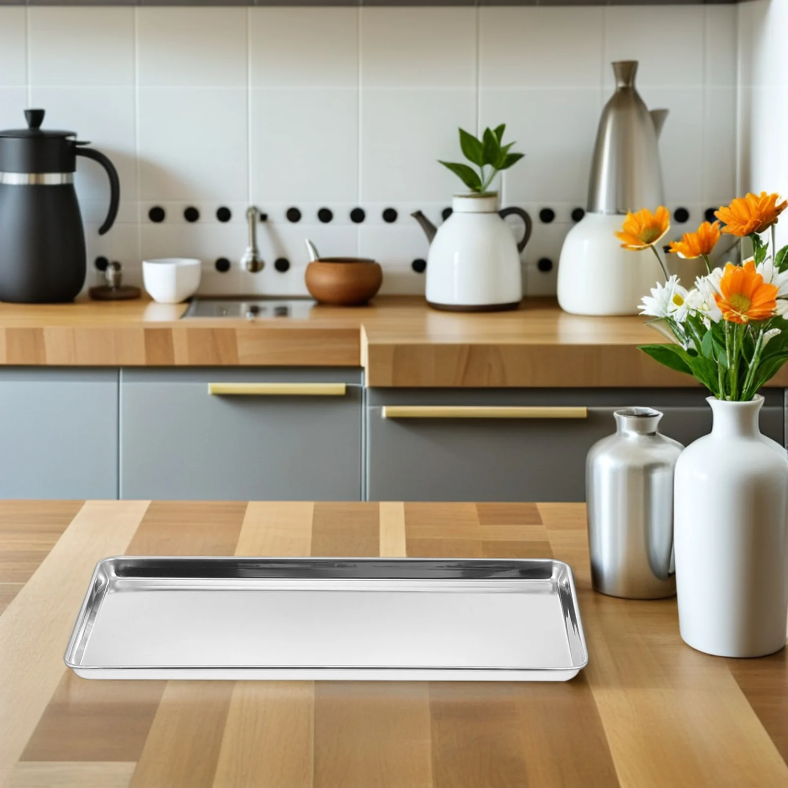 Stainless Steel Rice Noodle Dish Platter Oven Platters Chilled Serving Tray Rectangle Banquet Rectangular Catering