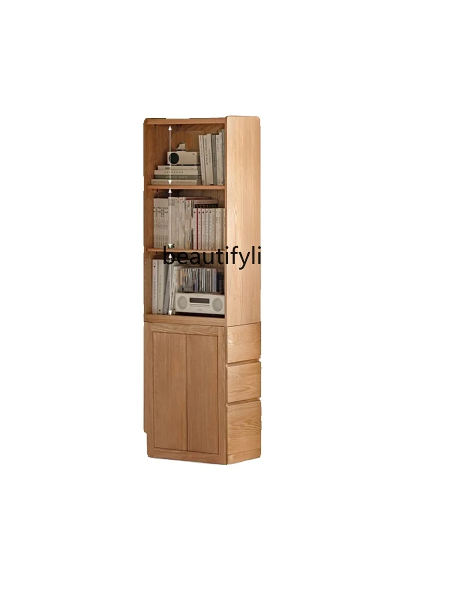 

Solid Wood Side Pull Bookcase Gap Locker Household Oak Floor Storage Cabinet against the Wall