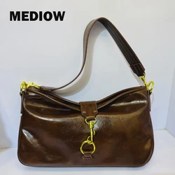 MEDIOW Vintage Bags For Women Luxury Designer Handbags And Purses 2023 New In PU Leather Wax Skin Small Shoulder Underarm Bag