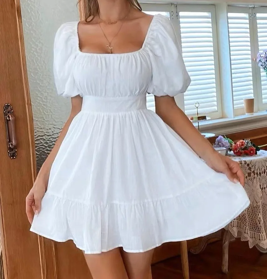 

Chic New High-Waisted Backless Dress with Butterfly Tie-Strap Detail