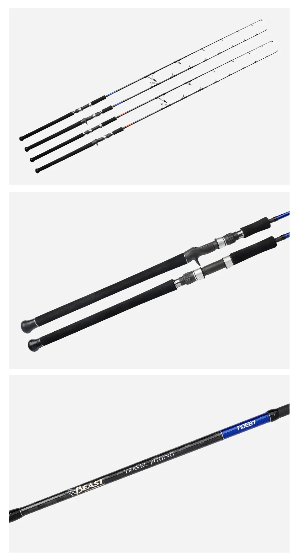 NOEBY Beast Reise-Jiggingrute 1,83m 3-teilig mit Fuji-Ringen, Toray Carbon, Spinnrute für Offshore-Großwildfischen – Detail 14