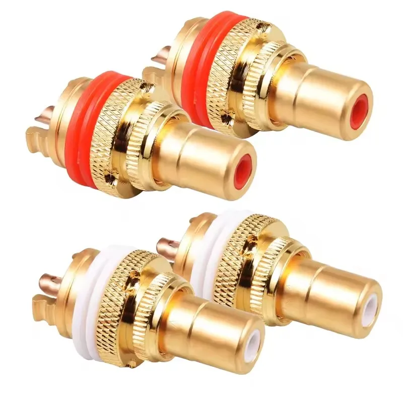 

2 STKS RCA Jack Plug Koper Vergulde CMC RCA Socket Voor Luidsprekers Terminals Audio Draad Connectors Panel RCA Vrouwelijke