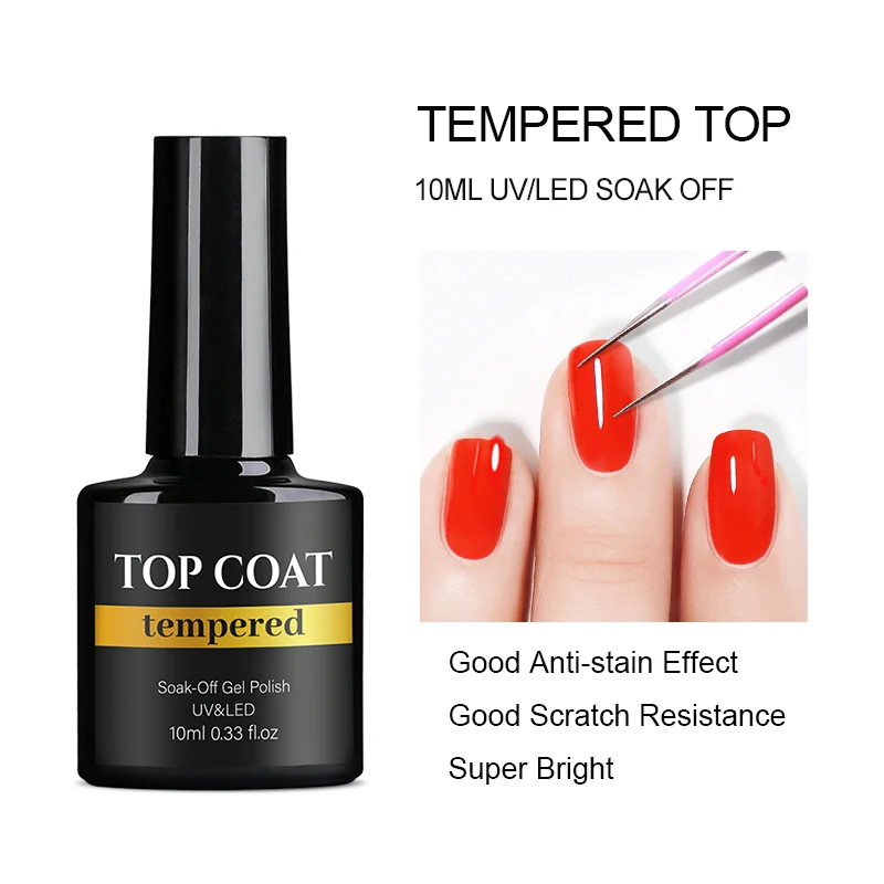 NAILCO 10ml Top Coat temperato per Gel Polish Base vernice semipermanente Top Coat y Base Coat Gellac UV LED smalto permanente Lak