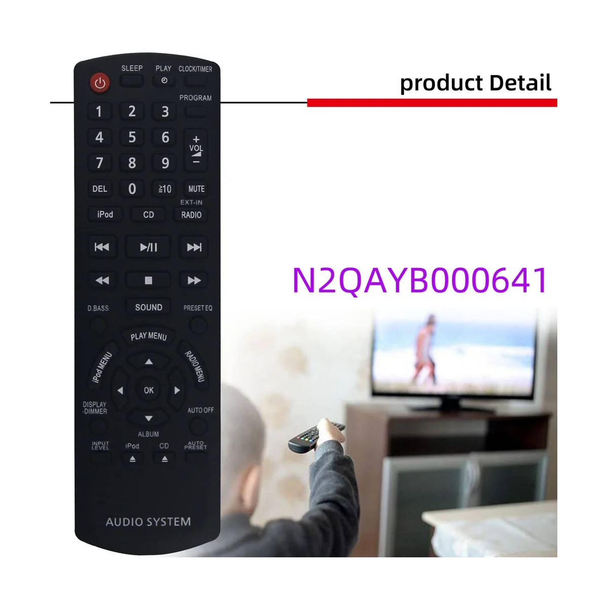 Reemplazo de Control remoto para sistema estéreo compacto Panasonic