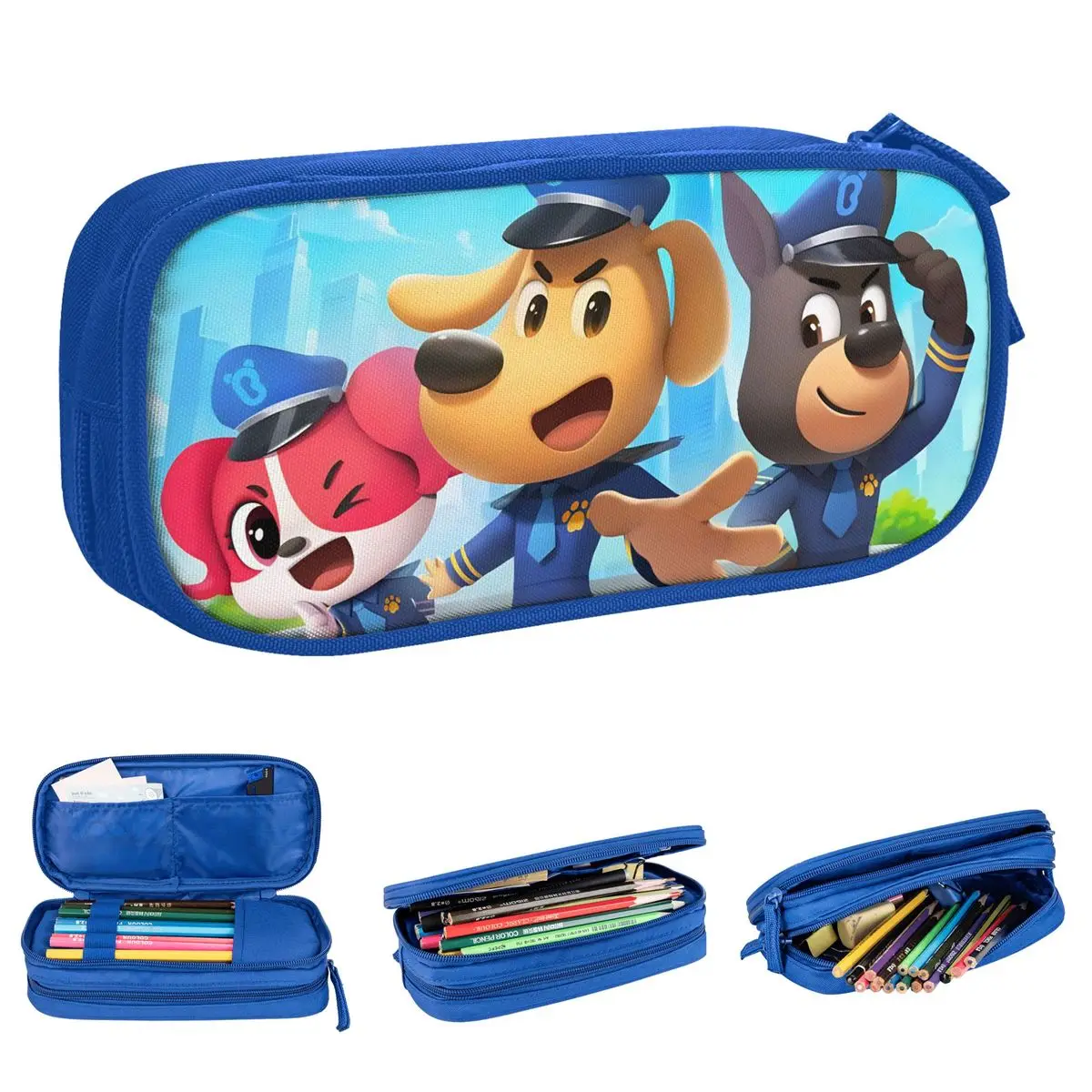 مقلمة Sheriff Labrador Dog مقلمة كرتونية للطلاب حقيبة تخزين كبيرة ملحقات سحاب للمدرسة