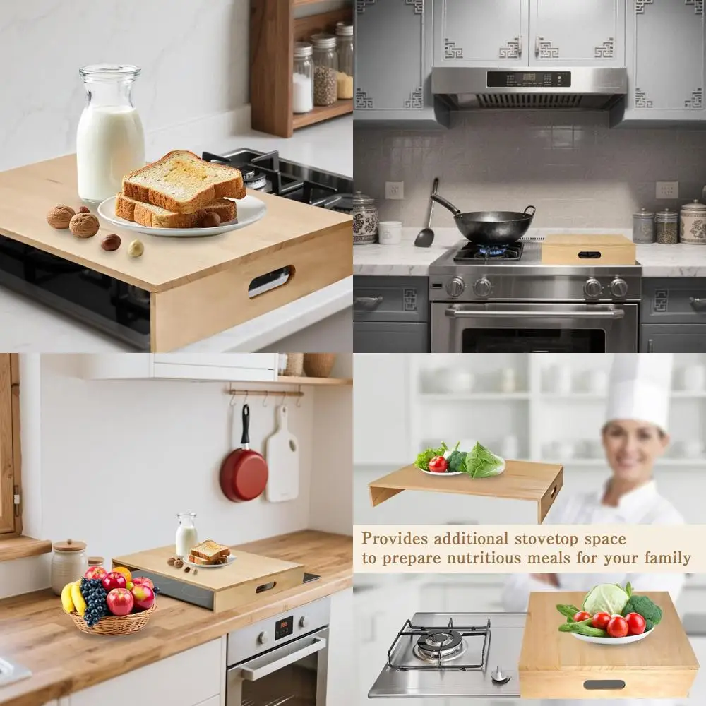 

Wooden Stove Top Cover Boards, 21.2 x 14.7 x 3, Noodle Cutting Surface, Burner Covers for RV, Farmhouse, Electric & Gas Stoves