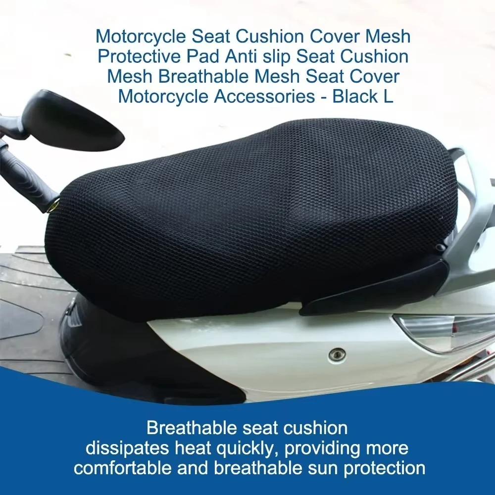 1pc Breathable Summer Cool 3D Mesh Motorcycle Moped Motorbike Scooter Seat Covers Cushion Anti-Slip Cover Grid Protection Pad