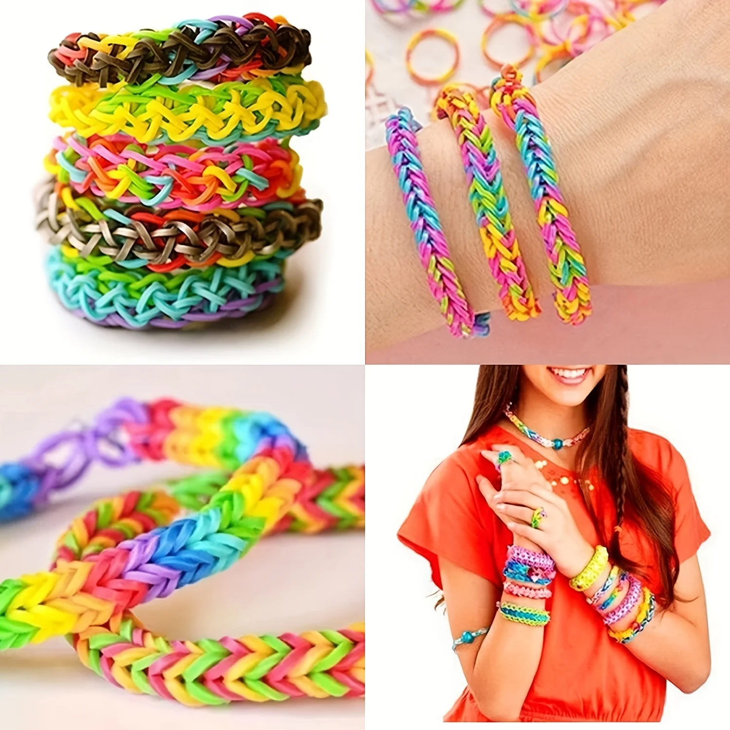 300pcs/pack Colored Rubber Bands Handmade Bracelets Jewelry Rubber Bands Bracelet Kit  Toys for Girls  Bracelet Kit  Pegboard