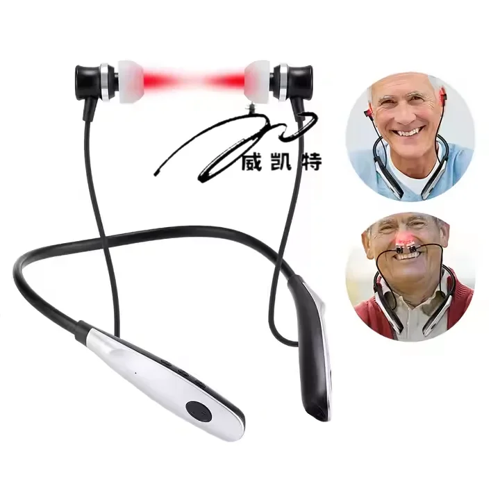 650nm Laser Therapy LLLT for Ear Tinnitus Otitis Media Rhinitis Sinusitis Physiotherapy Rechargeable Neck Hanging Dual-purpose