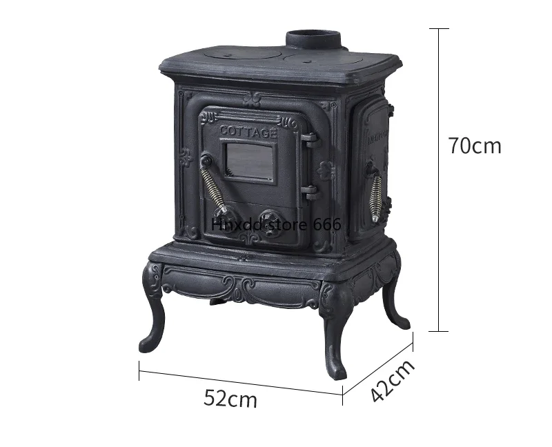 Cast iron fireplace real fire household firewood living room heating