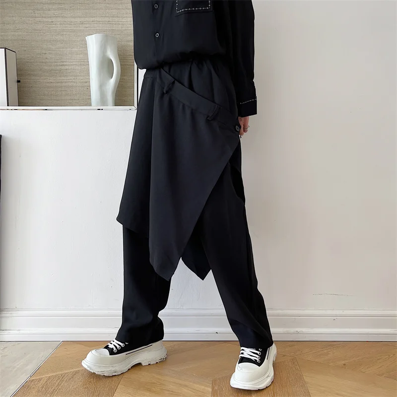 

Men's Suit Straight Pants Spring And Autumn New Personality Splicing Design Fashion Trend Rock Casual Large Pants