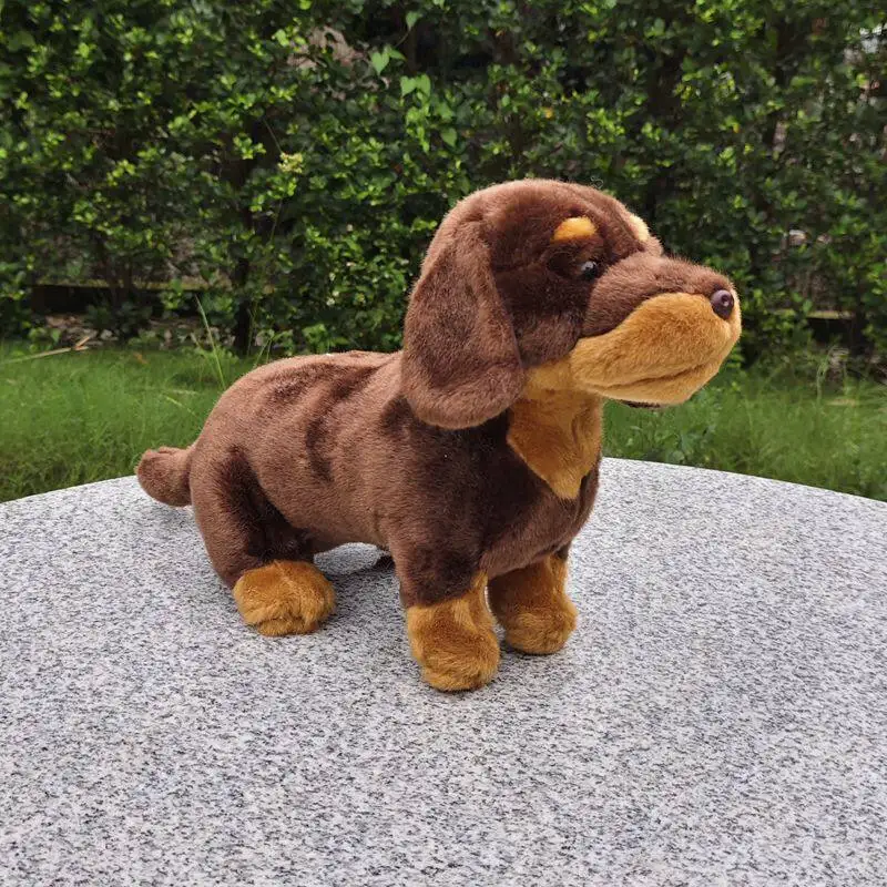

Simulation of A Dachshund Dog Figurine Cute Brown Dachshund Dog Doll Lifelike Animals Simulation Stuffed Doll Kawaii Toy Gifts