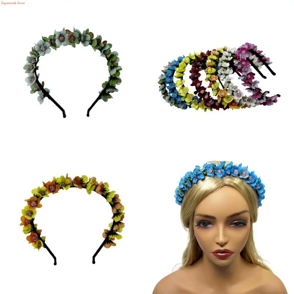 

Q5WE Convenient Fabric Hair Accessories Comfortable Artificial Flower Headbands For Outdoor Event Cosplay Party Beach